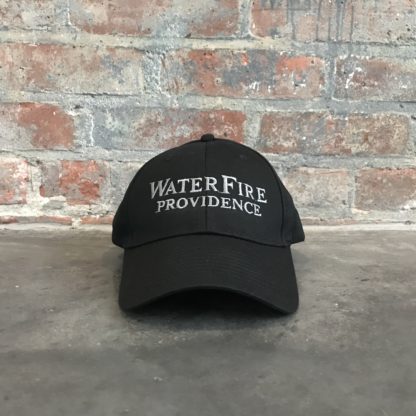 WaterFire Providence Baseball Hat Black with Silver Embroidery